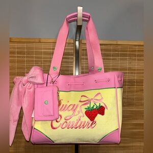 NWT Juicy Couture retro Strawberry Daydreamer Tote Y2K yellow pink purse